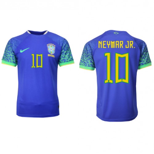 Brazylia Neymar Jr #10 Koszulka Wyjazdowych MŚ 2022 Krótki Rękaw